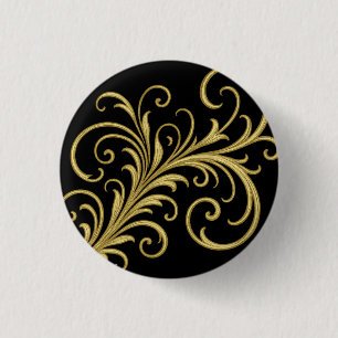 Badge Rond 2,50 Cm Calligraphie dorée fleurit
