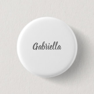 Badge Rond 2,50 Cm Calligraphie Elégant Gris Blanc Plaine Nom simple