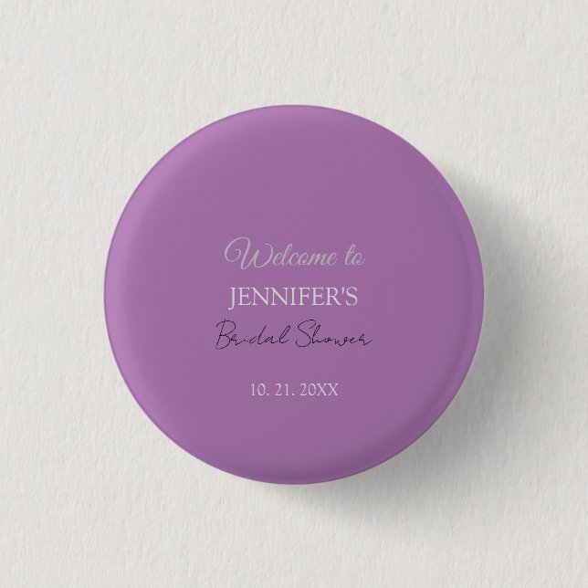 Badge Rond 2,50 Cm Calligraphie Élégant Lavande Mariage Bapteme (Devant)