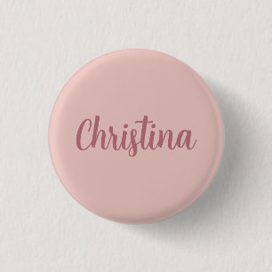 Badge Rond 2,50 Cm Calligraphie Élégant Rose Or Plaine Nom simple