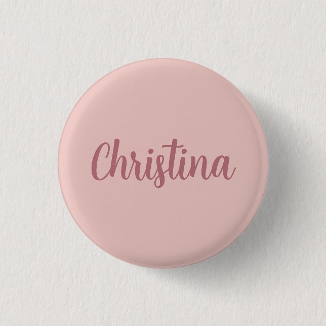 Badge Rond 2,50 Cm Calligraphie Élégant Rose Or Plaine Nom simple (Devant)