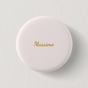 Badge Rond 2,50 Cm Calligraphie élégante de couleur or et pastel Nom 