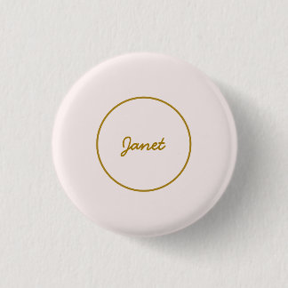 Badge Rond 2,50 Cm Calligraphie élégante de couleur or et pastel Nom 