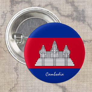 Badge Rond 2,50 Cm Cambodge bouton, mode patriotique du drapeau cambo