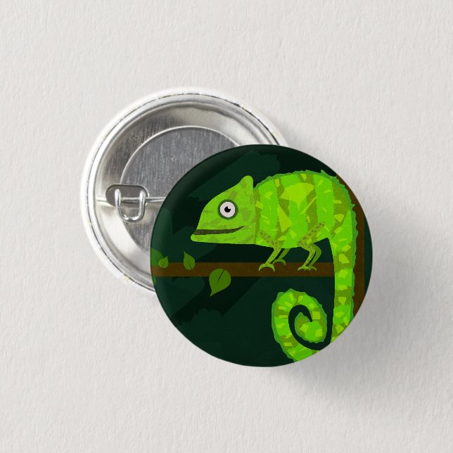 Badge Rond 2,50 Cm Caméléon mignon vert (Devant & derrière)