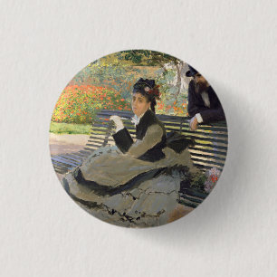Badge Rond 2,50 Cm Camille Monet sur un banc Claude Monet