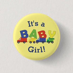 Badge Rond 2,50 Cm Camion de Baby shower de camion de construction ga