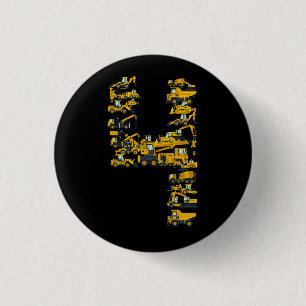 Badge Rond 2,50 Cm Camion de construction Enfants 4e anniversaire 4 a