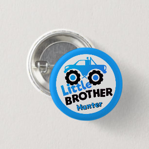 Badge Rond 2,50 Cm Camion Monstre Petit Frère Personnalisé Bleu