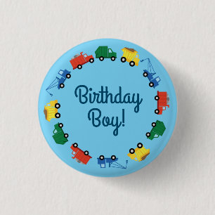 Badge Rond 2,50 Cm Camions Voitures Cute 1er Anniversaire Thème de fê
