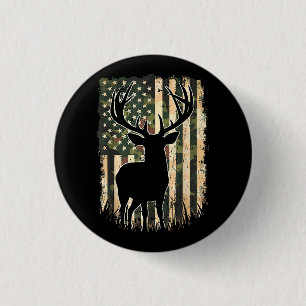 Badge Rond 2,50 Cm Camo US Drapeau Chasse aux Cerfs Chasse au Camofla