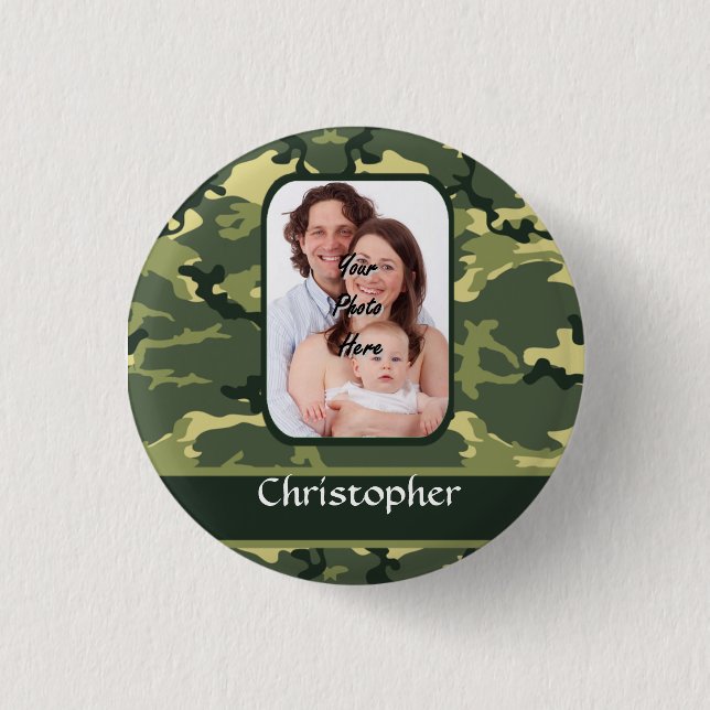 Badge Rond 2,50 Cm Camouflage de bois vert (Devant)
