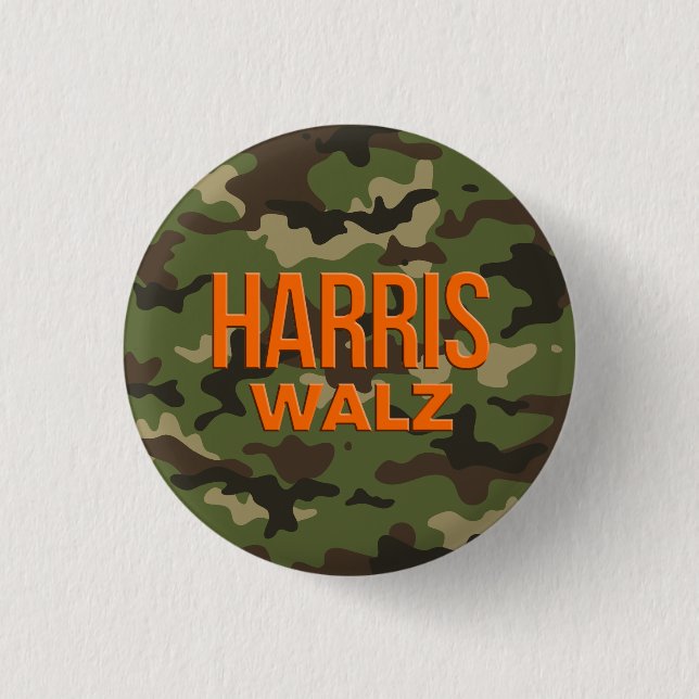 Badge Rond 2,50 Cm Camouflage Harris Walz 2024 (Devant)