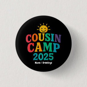 Badge Rond 2,50 Cm Camp Cousin 2025 Camping de vacances d'été