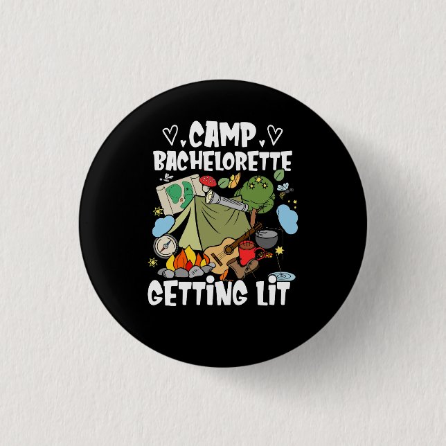 Badge Rond 2,50 Cm Camping Bridal Camp Bachelorette Obtenir Lit Bride (Devant)