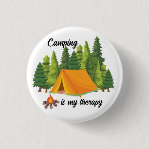 Badge Rond 2,50 Cm Camping est ma thérapie été