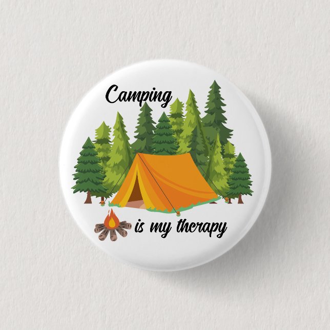 Badge Rond 2,50 Cm Camping est ma thérapie été (Devant)