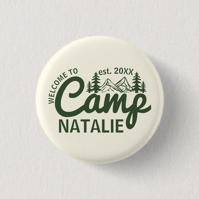 Badge Rond 2,50 Cm Camping personnalisé Bachelorette Party Bridesmait (Devant)