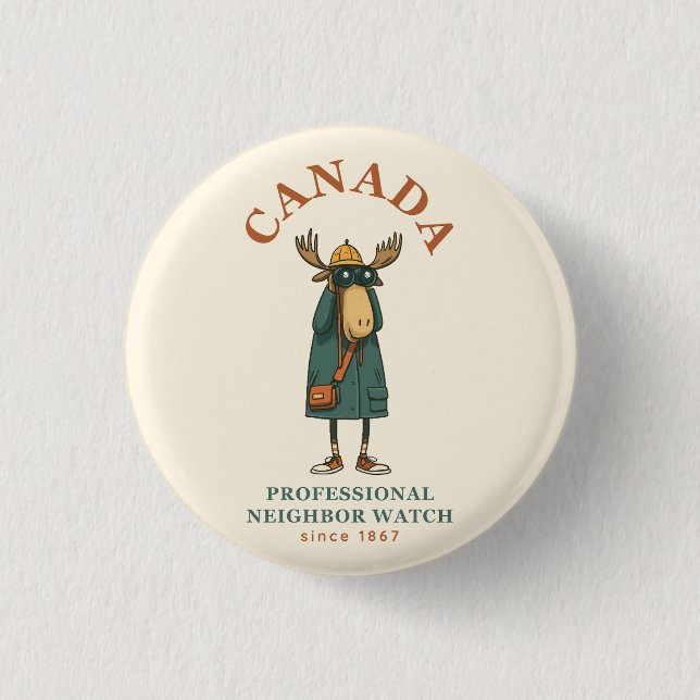 Badge Rond 2,50 Cm Canada Moose Neighbours Watch (Devant)