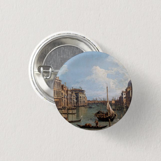 Badge Rond 2,50 Cm Canaletto Vue sur le Grand Canal (Devant & derrière)