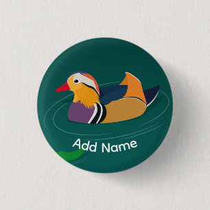 Badge Rond 2,50 Cm Canard Mandarin Coloré Art Moderne Personnalisé Ve