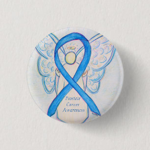 Badge Rond 2,50 Cm Cancer de la prostate Bleu Sensibilisation Ruban A