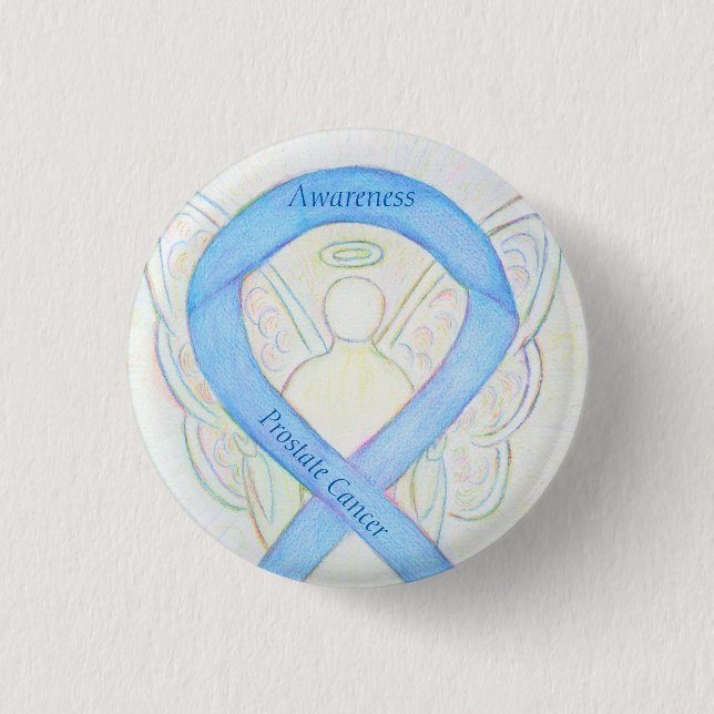 Badge Rond 2,50 Cm Cancer de la prostate Bleu Sensibilisation Ruban A (Devant)