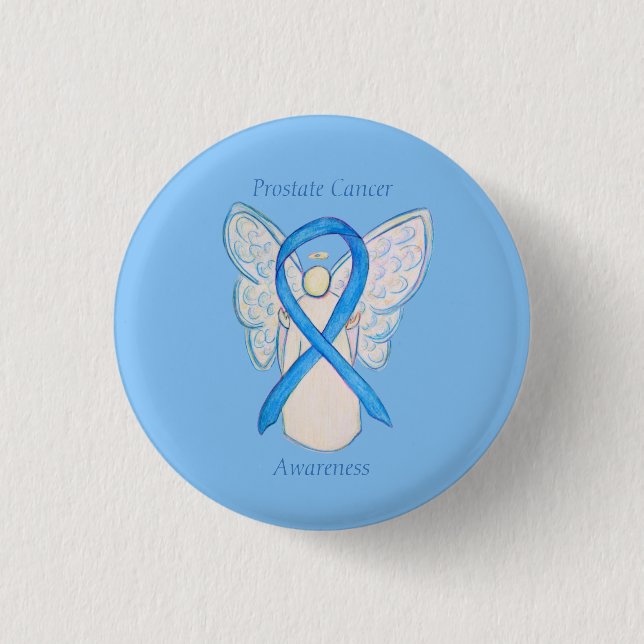 Badge Rond 2,50 Cm Cancer de la prostate Bleu Sensibilisation Ruban A (Devant)