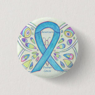 Badge Rond 2,50 Cm Cancer de la prostate Bleu Sensibilisation Ruban D