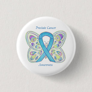 Badge Rond 2,50 Cm Cancer de la prostate Bleu Sensibilisation Ruban D