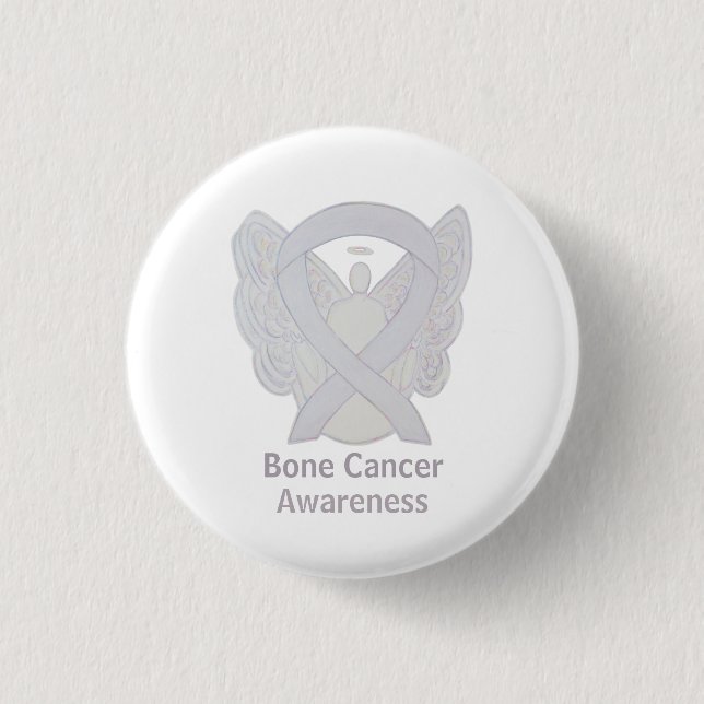 Badge Rond 2,50 Cm Cancer de l'os Sensibilisation à l'angle blanc Épi (Devant)