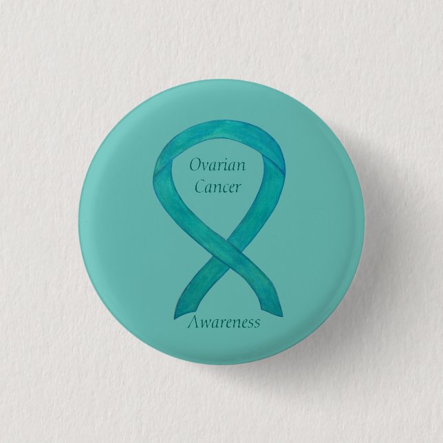 Badge Rond 2,50 Cm Cancer de l'ovaire Turquoise de sensibilisation Ru (Devant)