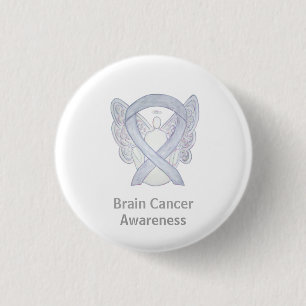 Badge Rond 2,50 Cm Cancer du cerveau Sensibilisation au gris Ruban Pe
