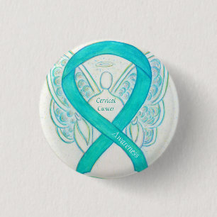 Badge Rond 2,50 Cm Cancer du col utérin Sensibilisation Turquoise Bou