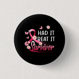 Badge Rond 2,50 Cm Cancer Du Sein J'Ai Été Je L'Ai Battu Survivor Rib