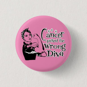 Badge Rond 2,50 Cm Cancer Du Sein : Le Mauvais Diva (Rose Clair)