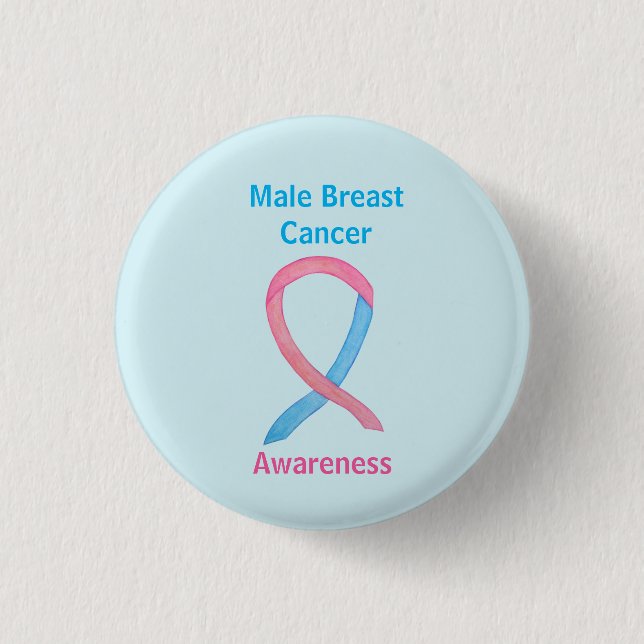 Badge Rond 2,50 Cm Cancer du sein masculin Pins Customisés bleu et ro (Devant)