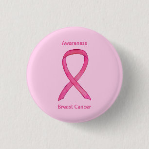 Badge Rond 2,50 Cm Cancer du sein Pink Awareness Ribbon Custom Pins