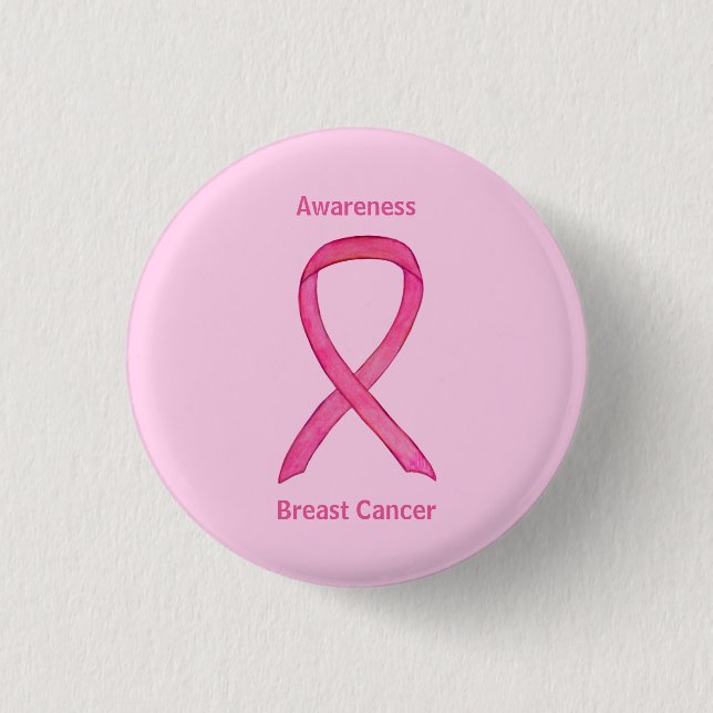 Badge Rond 2,50 Cm Cancer du sein Pink Awareness Ruban Custom Pins (Devant)