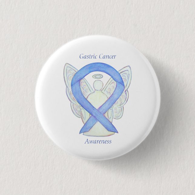 Badge Rond 2,50 Cm Cancer gastrique Ange Sensibilisation Ruban Art Pi (Devant)