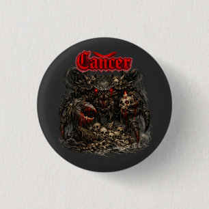 Badge Rond 2,50 Cm Cancer - Le Sentinelle Osseux des Ombres Cramoisie