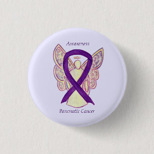 Badge Rond 2,50 Cm Cancer pancréatique Ange Sensibilisation Ruban Art