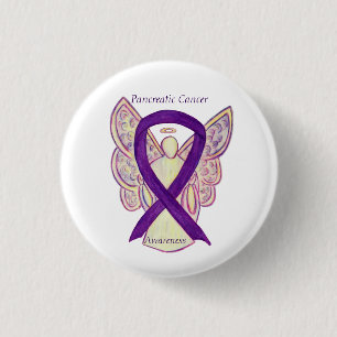Badge Rond 2,50 Cm Cancer pancréatique Ange Sensibilisation Ruban Art