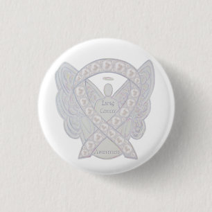 Badge Rond 2,50 Cm Cancer pulmonaire Sensibilisation Ruban Angel Bout