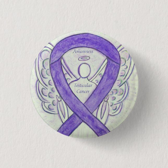 Badge Rond 2,50 Cm Cancer testiculaire Sensibilisation à l'angle Écor (Devant)