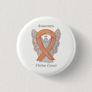 Badge Rond 2,50 Cm Cancer utérin Ange Sensibilisation Ruban Pins pers