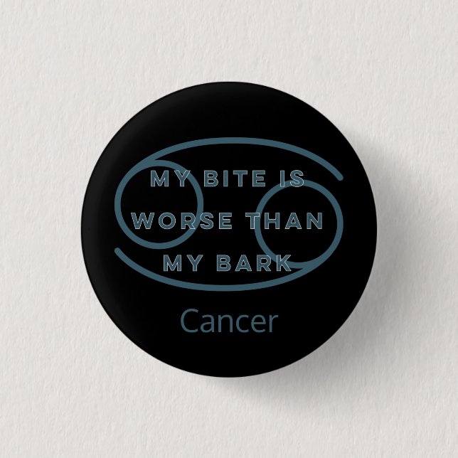Badge Rond 2,50 Cm Cancer Zodiac Sign Fun Quote Blue Text Birthday (Devant)