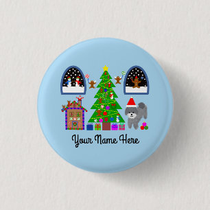 Badge Rond 2,50 Cm Caniche gris Noël #6 Bouton