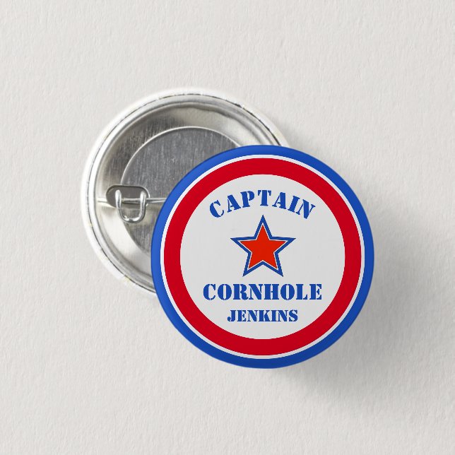 Badge Rond 2,50 Cm Capitaine Cornhole (Devant & derrière)