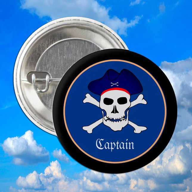 Badge Rond 2,50 Cm Capitaine Jack & Pirates Drapeau, Pirate / Parti g (Créateur téléchargé)